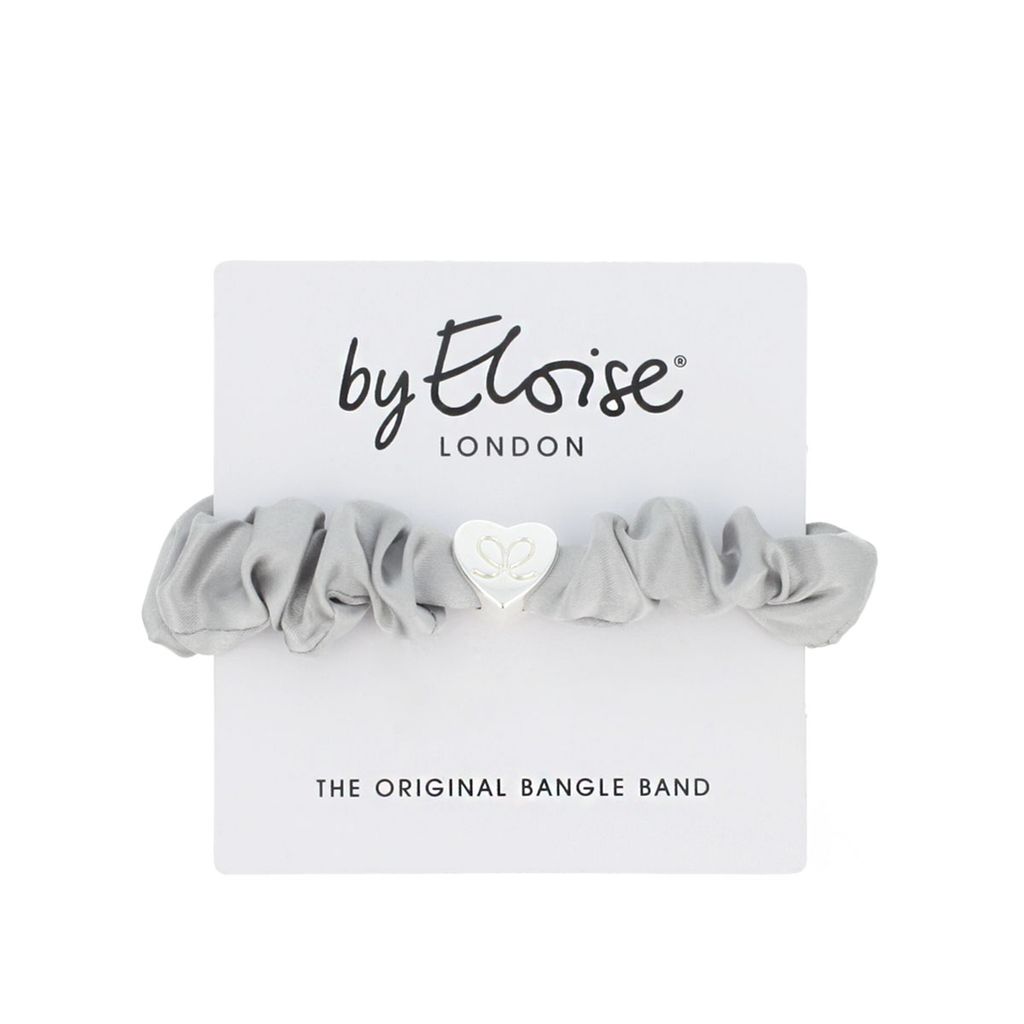 By Eloise London Silver Heart Silk Scrunchie Moonlight Produktbild 