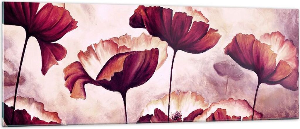 Bilder auf glas - Mohn Blume Wiese - 140x50cm - Glasbilder - Wandbilder - Kunstdruck - zum Aufhängen bereit - Wanddekoration aus Glas - Glas Bilde...