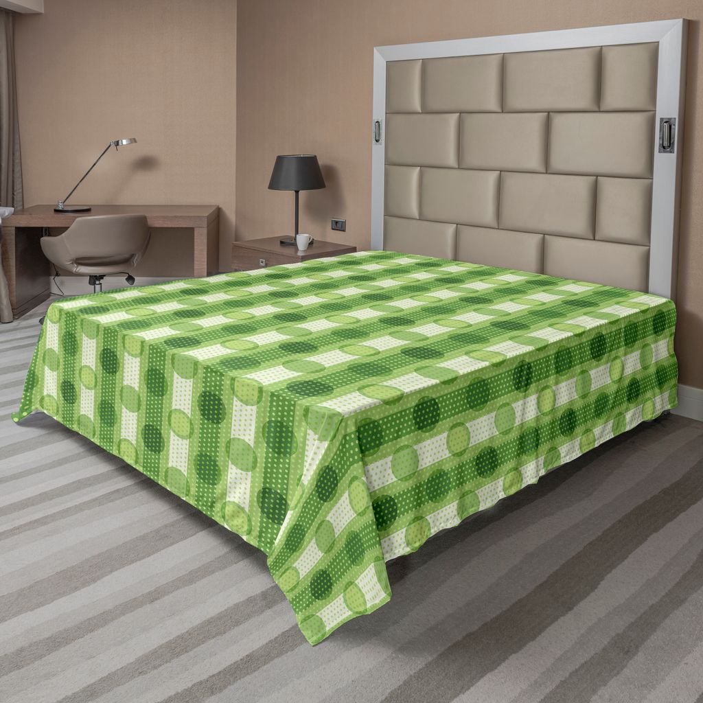 ABAKUHAUS Punktmuster Bettlaken, Vintage Gekennzeichnetes Gestreiftes Muster Mit Tupfen Kreise Retro Thema ArtDruck, weiches bequemes oberes Bettla...