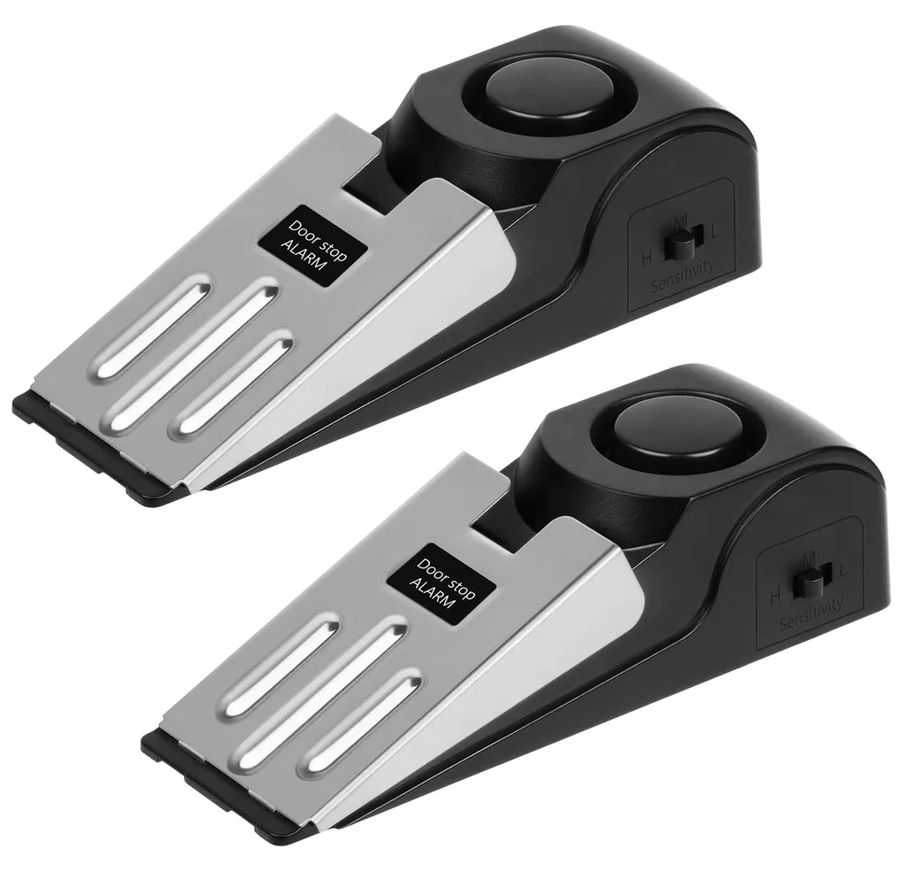 Alarme de porte anti-effraction 120 dB - Lot de 2 cales de sécurité Pro