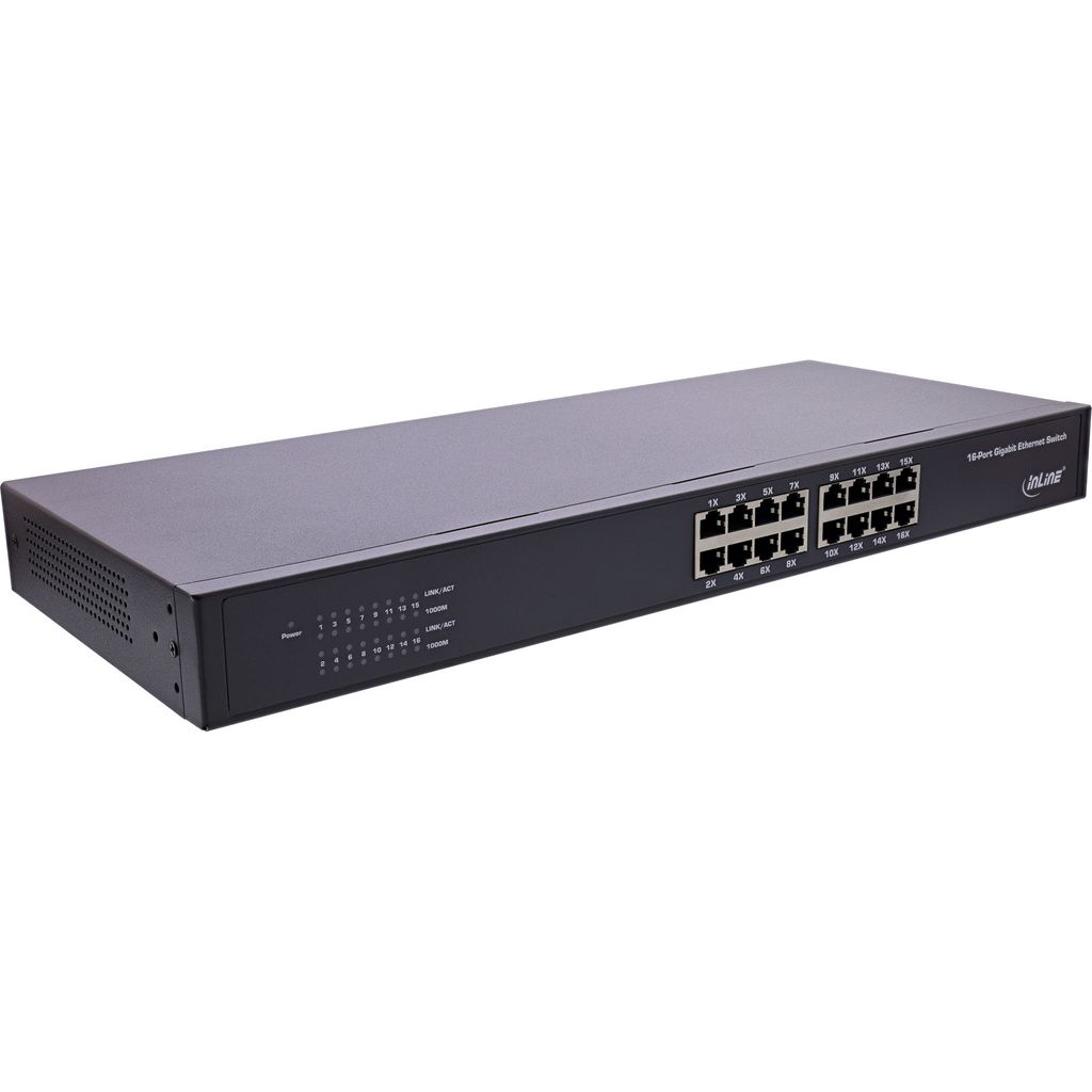 InLine® Commutateur réseau Gigabit 16 ports, 1Gb/s, 19" Image du produit 