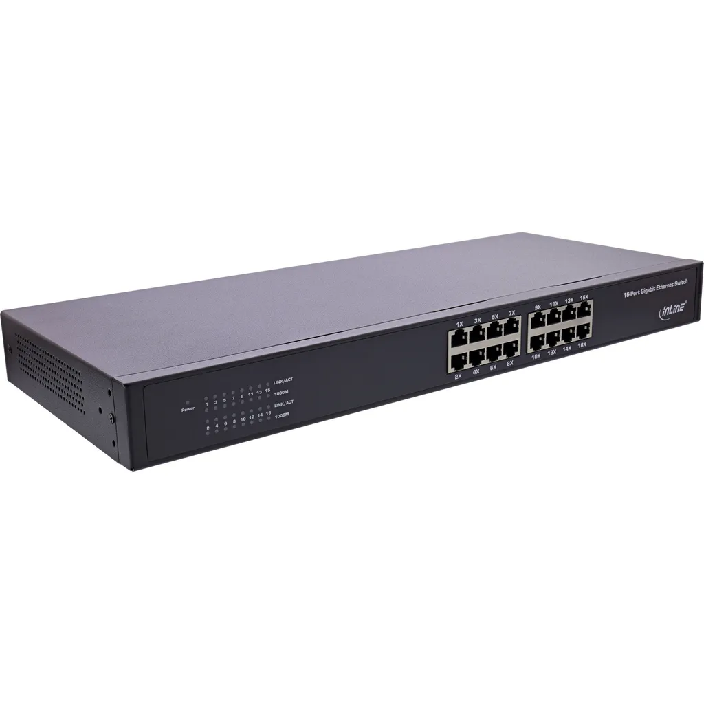 InLine Switch Gigabit 16 Porte 1Gb/s Rack 19 - Metallo e Silenzioso