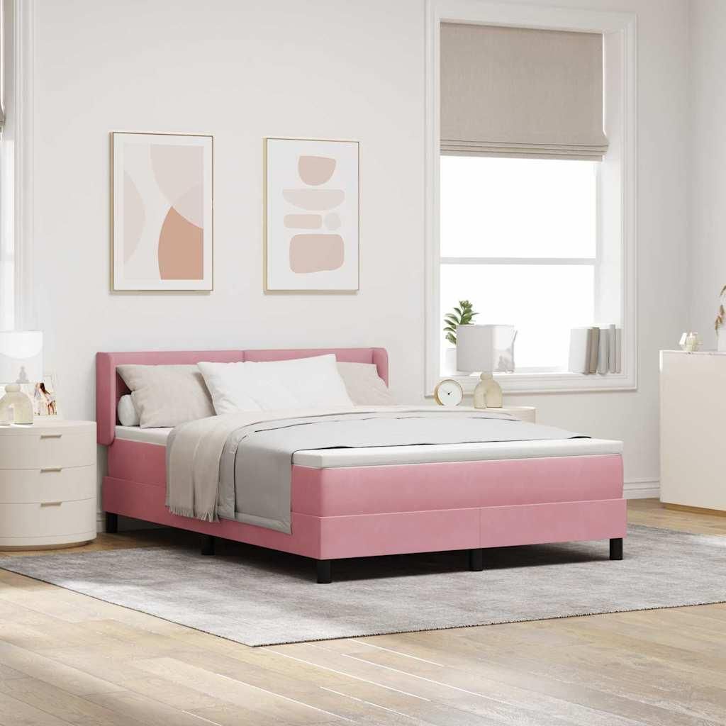 Maison Exclusive - Boxspringbett mit Kopfteil Rosa 200 x 140 cm Samt