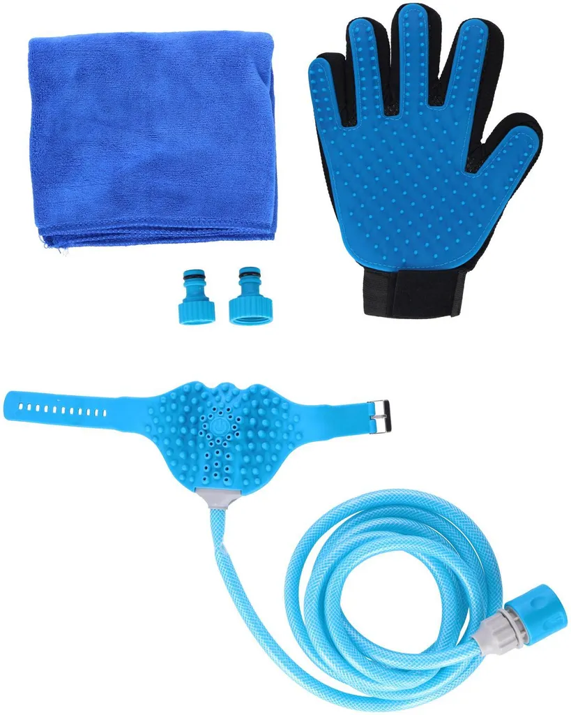 Solution contre les poils et la boue : Kit de lavage chien 5 pièces