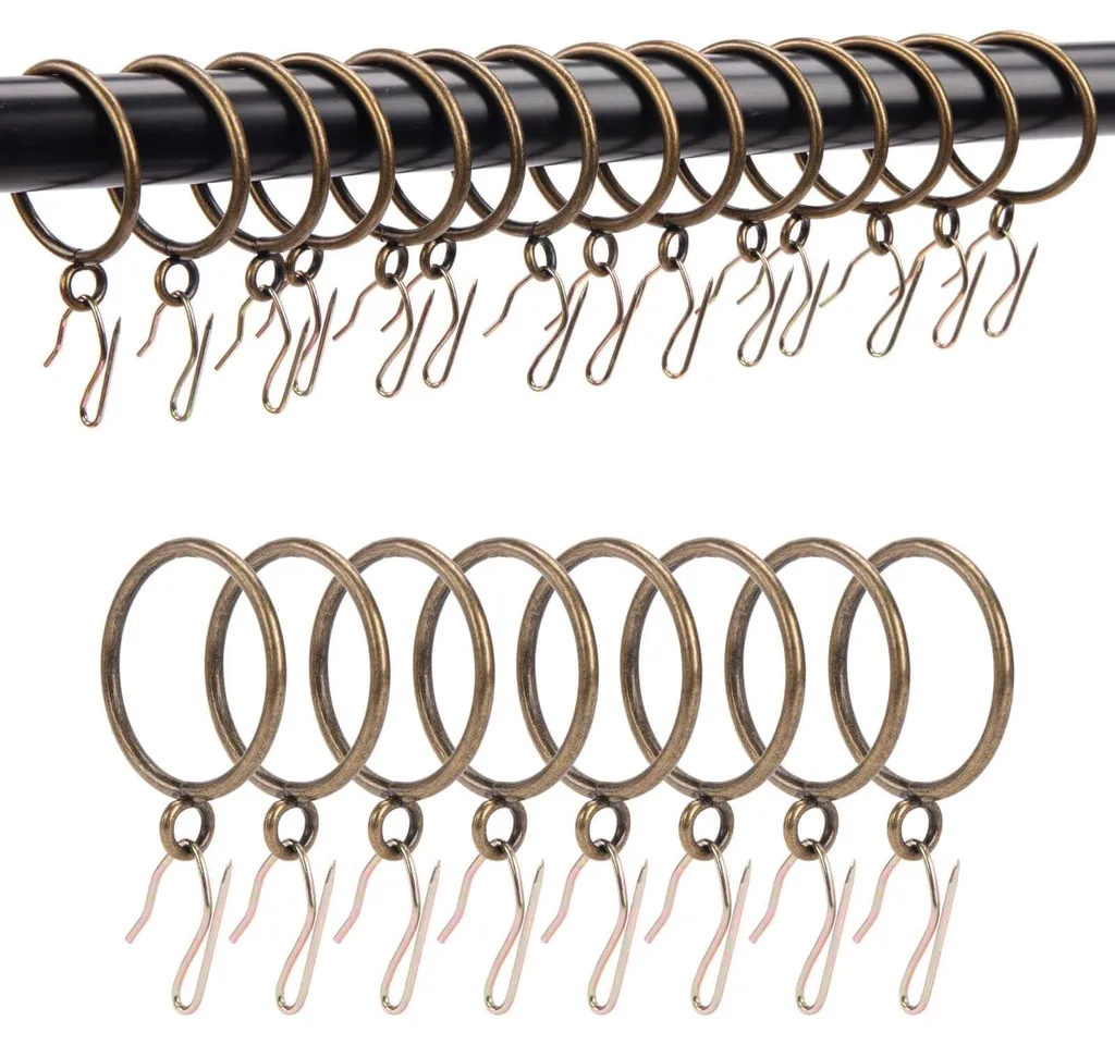 Anneaux pour rideaux avec clips pour installation facile - Lot de 24