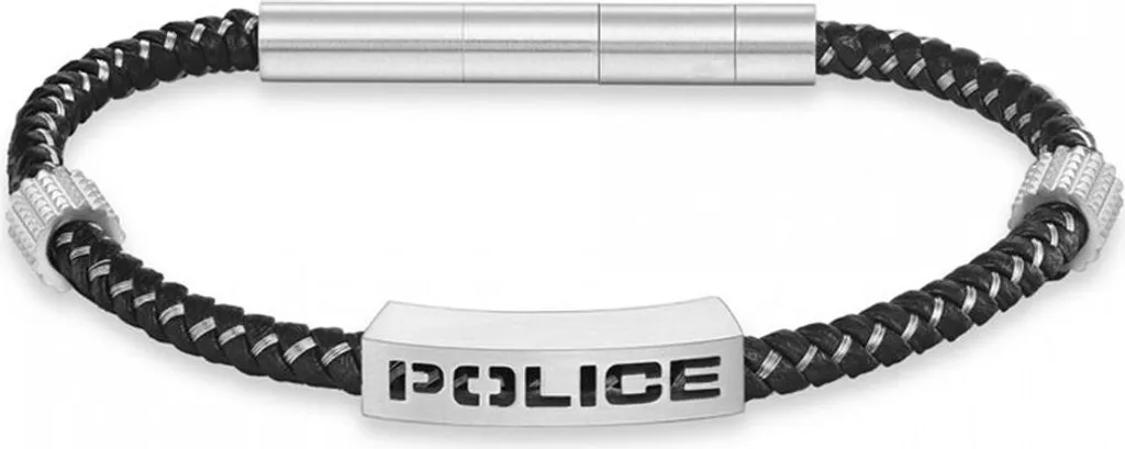 Bracelet homme Police PEAGB0034902 en acier noir et cuir tressé chic