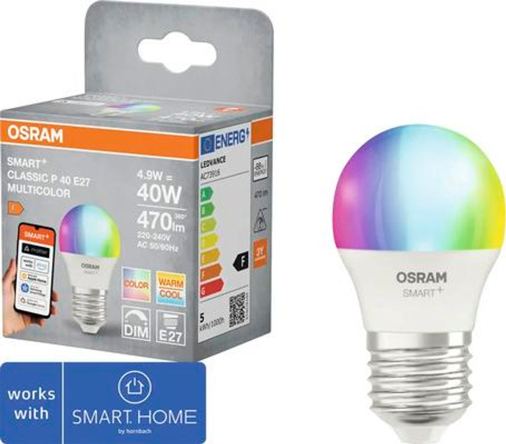 Osram Smart+ Tropfenlampe dimmbar P45 E27/4,9W(40W) weiß Produktbild 