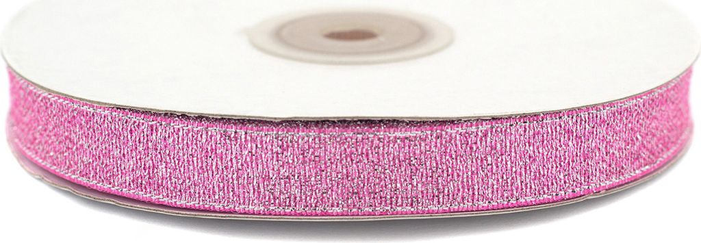 Glitzerband 12mm x 32m Rolle Rosa / Silber Produktbild 