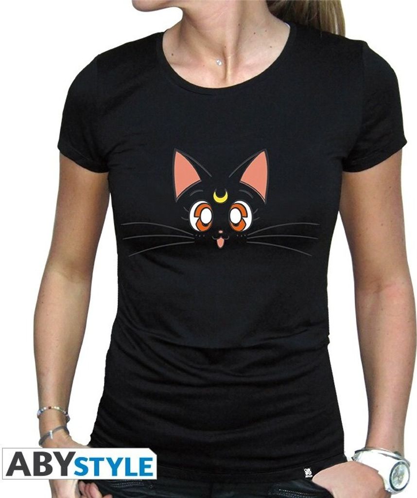 Sailor Moon T-Shirt Damen Luna schwarz L