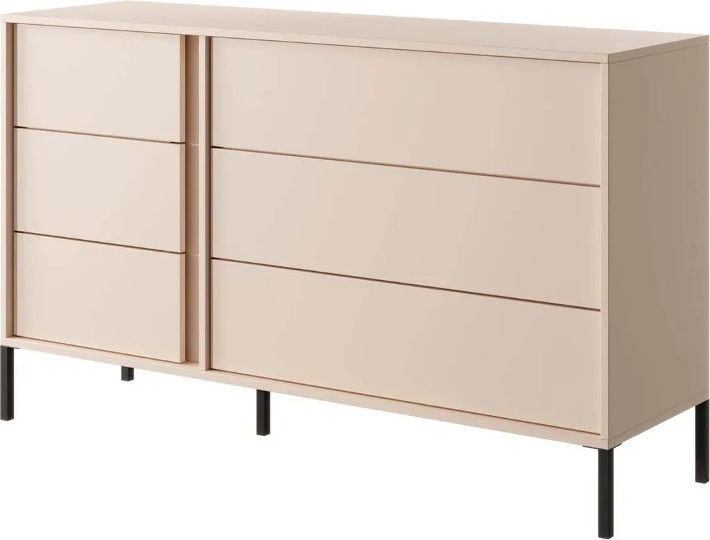 Commode de Rangement 137cm pour Chambre et Salon - Meuble Dast Chic Beige