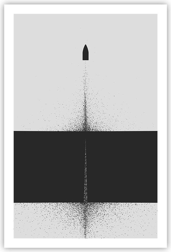 Poster - Poster ohne Rahmen - Kugel Schwarzweiß Modern - 61x91,5 cm - Wand Bild - Wanddeko - Wandbilder - Kunstposter - Wandposter - Bilder - Kuns...