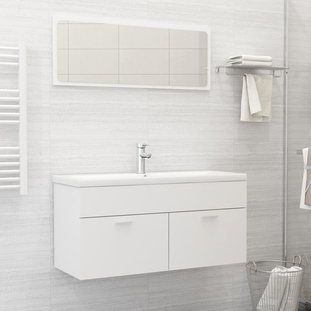 Möbel 2-tlg. Badmöbel-Set Weiß Holzwerkstoff - Badezimmer 804809