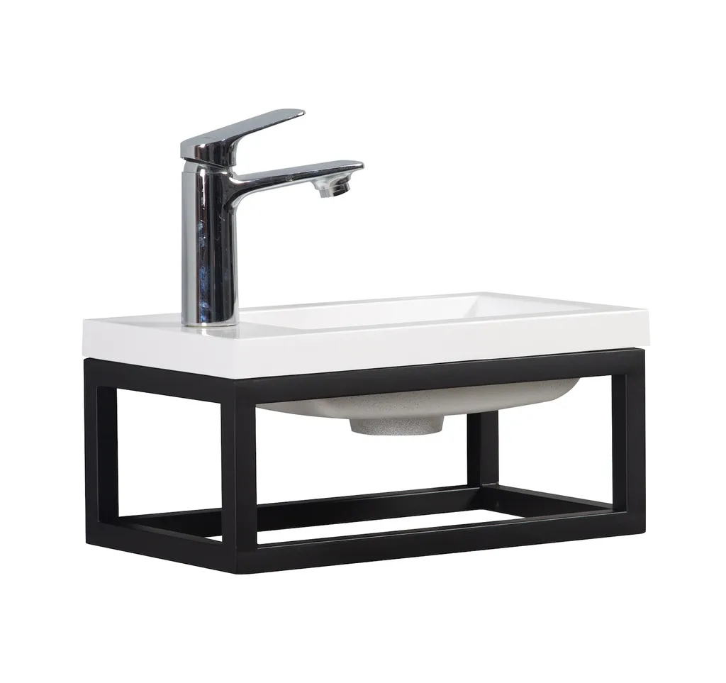 Petit meuble WC invités Mesa 40 cm blanc mat gain de place suspendu - 2