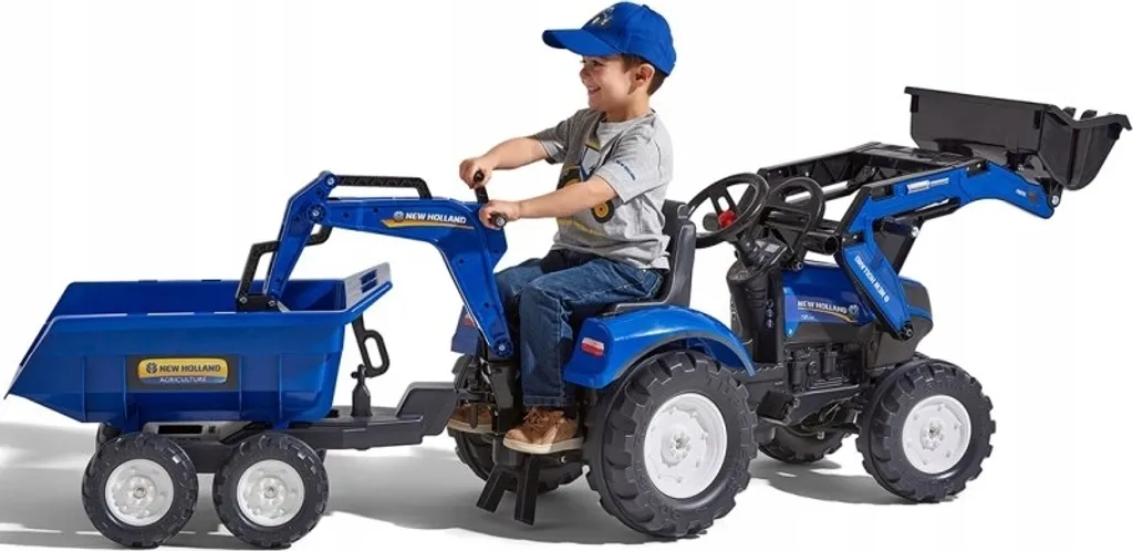 Tracteur à pédales pour jardin New Holland bleu Falk : Jouer dehors à 3 ans
