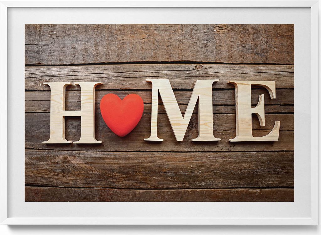 Inschrift des Hauses– Wandbild mit Rahmen – Gerahmtes Bild – Wanddekoration – 100x70 cm – Weiß Rahmen