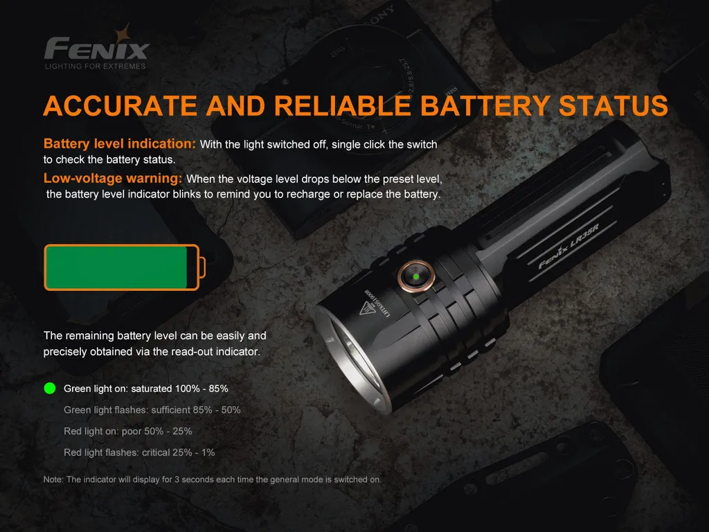 Lampe torche rechargeable Fenix LR35R avec 6 modes d'éclairage LED - 14