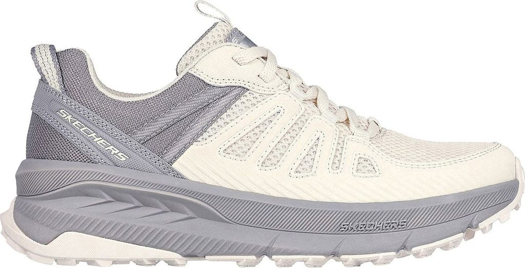 A side view of a single Skechers shoe.