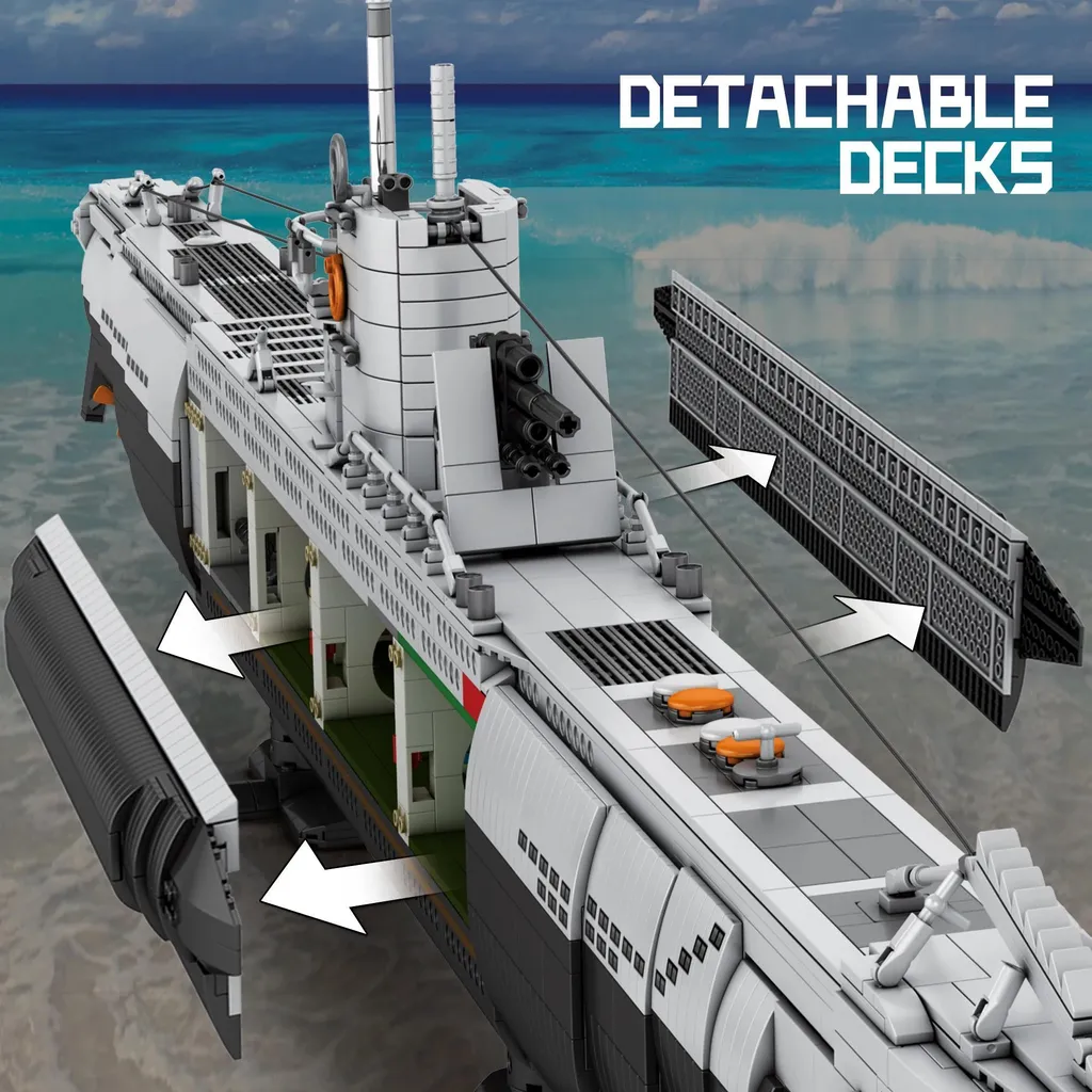 Sous-marin en U modulable de 1,4 mètre, modèle géant avec coffret