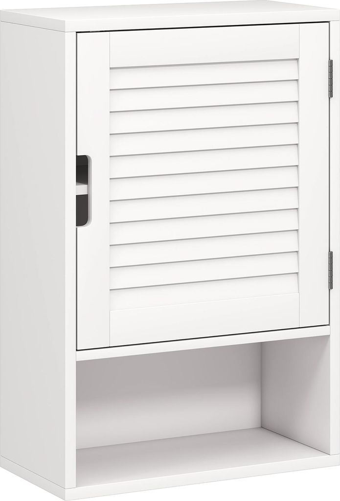Badezimmerschrank Hängeschrank Wandschrank Badschrank mit 1 Tür, verstellbaren Ablagen 40 x 20 x 60 cm Weiß