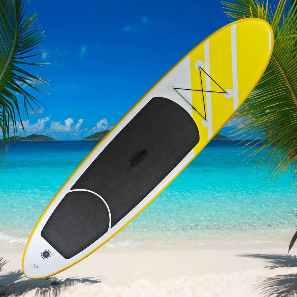 Stand-Up Paddleboard aufblasbar mit Zubehör bis zu 90 kg, 305x71 cm, gelb