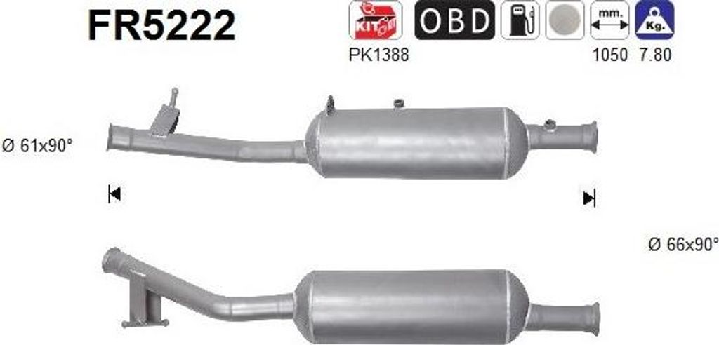 AS FR5222 Dieselpartikelfilter Rußpartikelfilter DPF für TOYOTA ProAce Verso (MPY) Euro 6 Abgasanlage Diesel