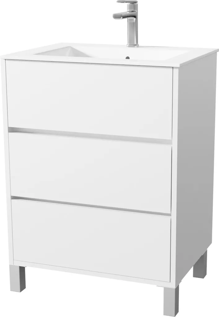 Petit Meuble Salle de Bains 60 cm Blanc pour Rangement Optimisé