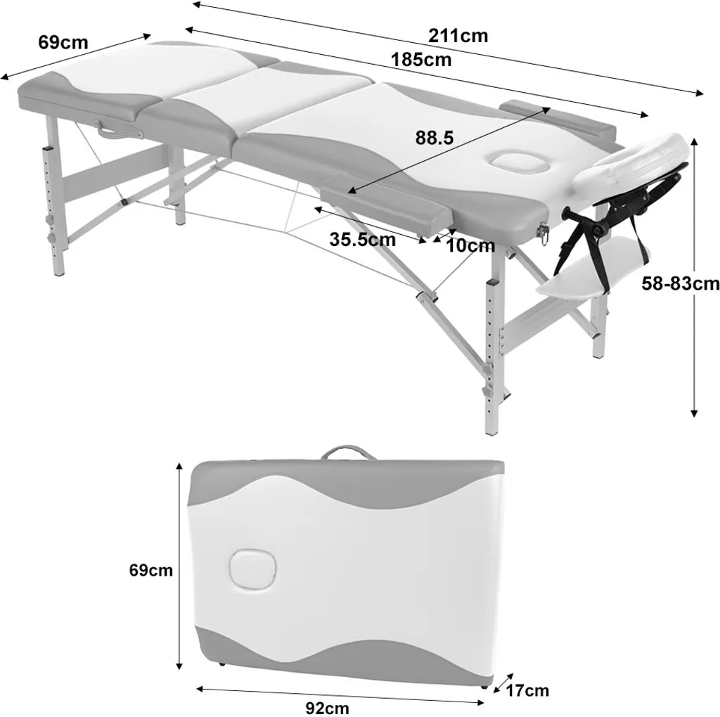 Lettino Massaggio Sportivo 3 Zone Alluminio | Altezza Regolabile Pro - 6