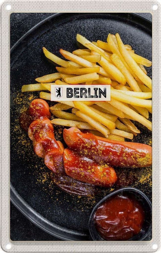 vianmo Blechschild 30x20 cm Berlin Deutschland Currywurst Essen Bildmotiv Reisemotiv Abenteuer Reisen Urlaub