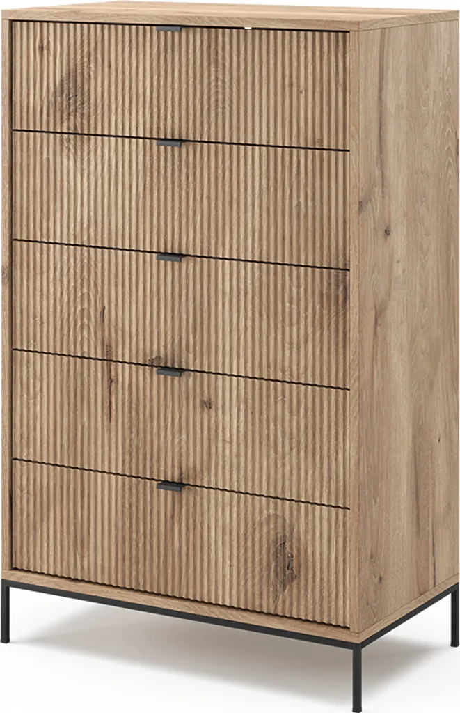 Commode de Rangement 5 Tiroirs Eliza Vicco Chêne Viking 120 cm de Large