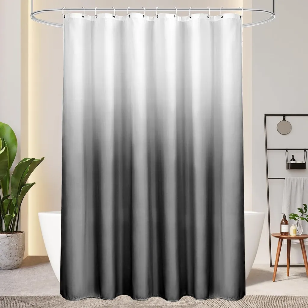 Tenda da doccia tessile grigia 180X200cm impermeabile e lavabile con 12 anelli