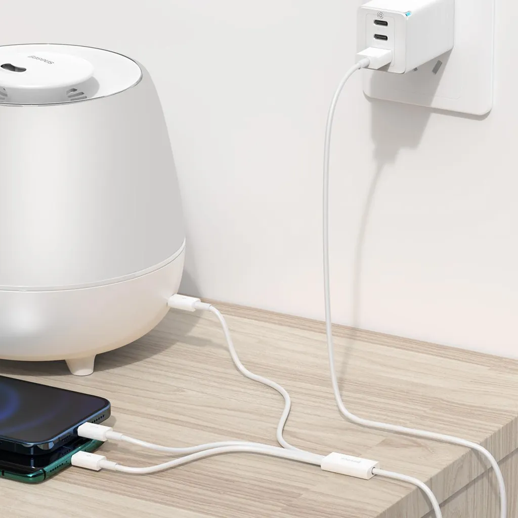 Baseus Cavo 3 in 1 USB a Lightning Micro USB e Type-C 3.5A 1M Bianco - 15