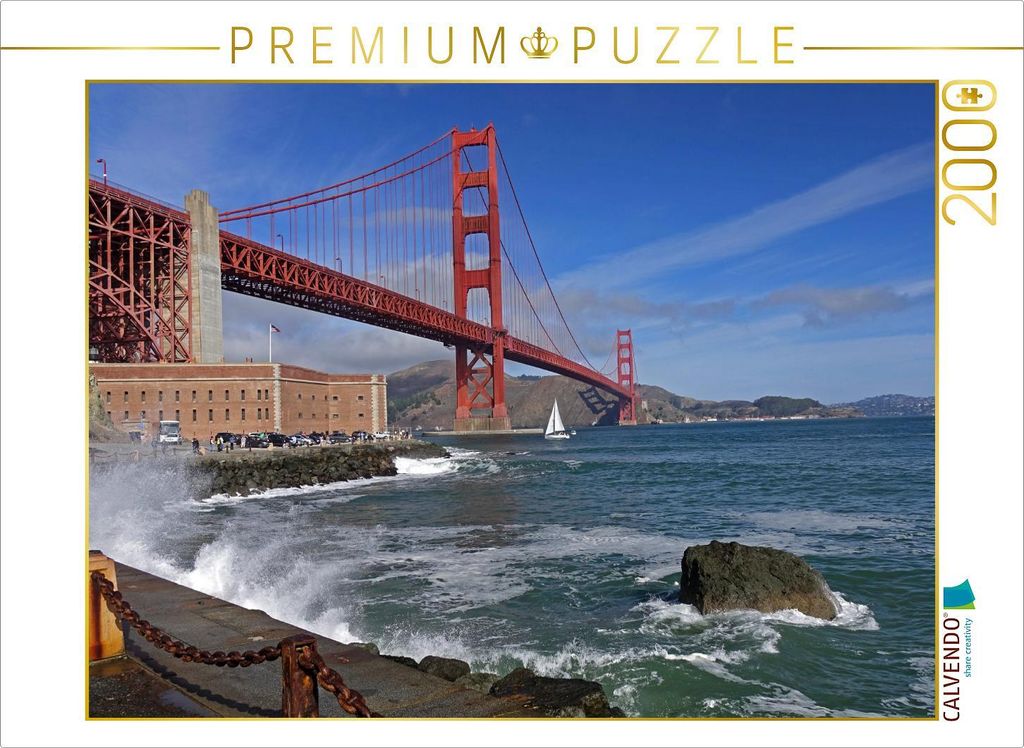CALVENDO Puzzle Eindrucksvolle Golden Gate Bridge mit Fort Point über das Golden Gate in Kalifornien, San Francisco. Amerika, USA, Meer, Wasser, R...