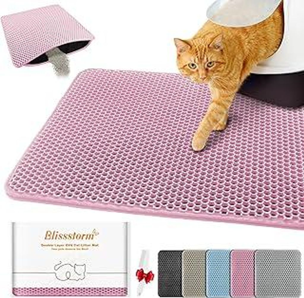 Katzenklo Matte 30X30cm,Doppelschicht EVA Katzenstreumatte Wasserundurchlässig - Geruchsneutral mit Anti-Rutsch Katzenmatte Einfache Reinigung kat...
