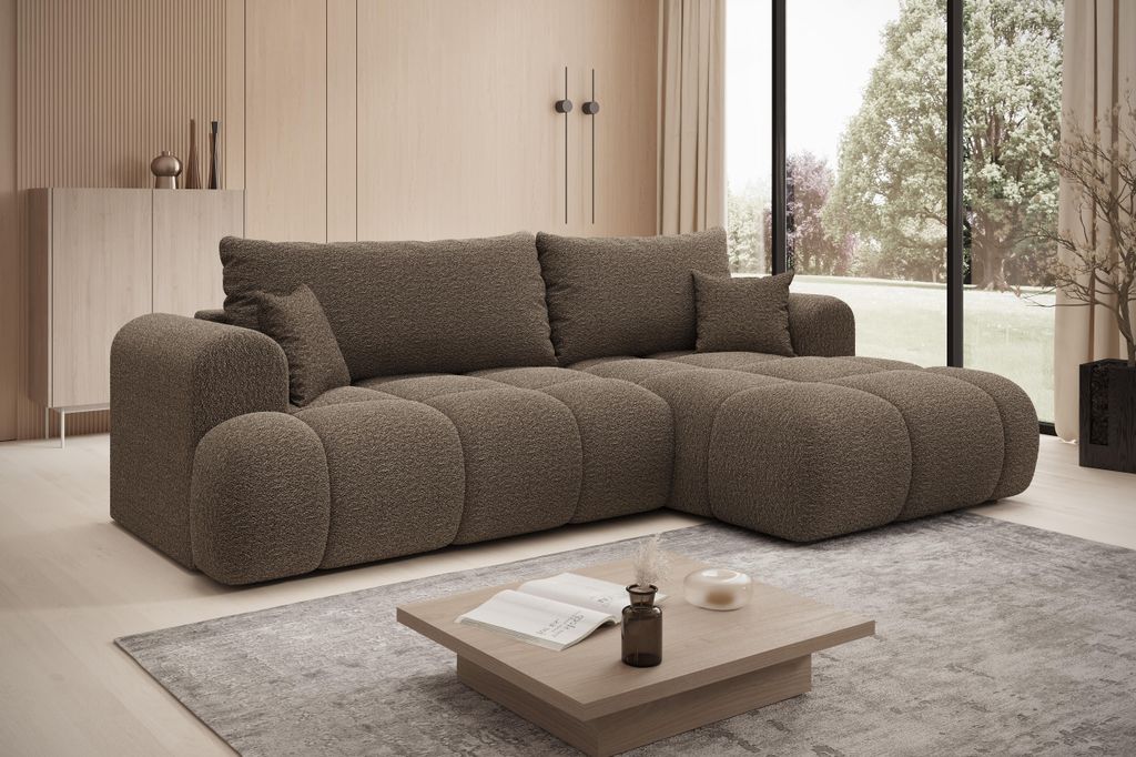 Ecksofa TREVIO Rechts in Braun Stoff FREDO 260 × 93 x 165 Produktbild 