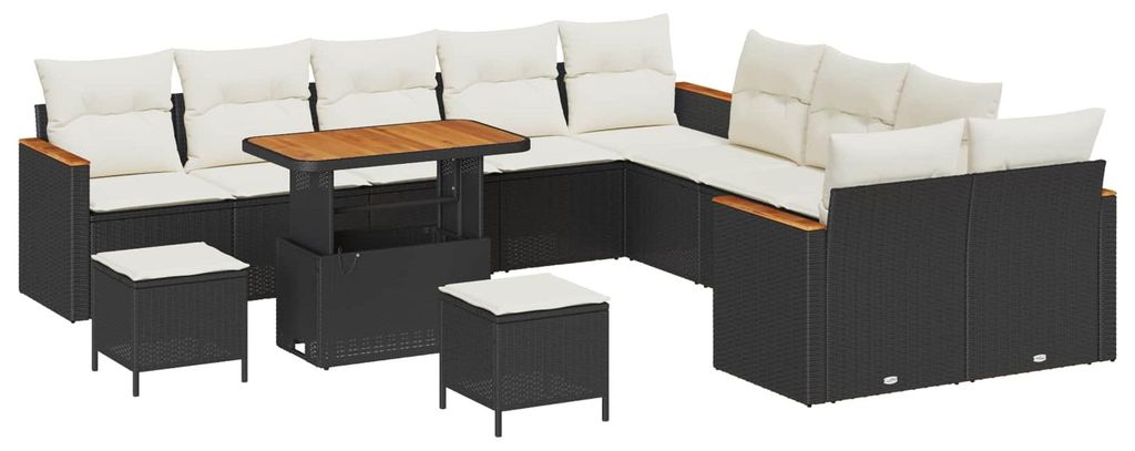 vidaXL Gartensofa-set 13 pcs Schwarz Poly-Rattan