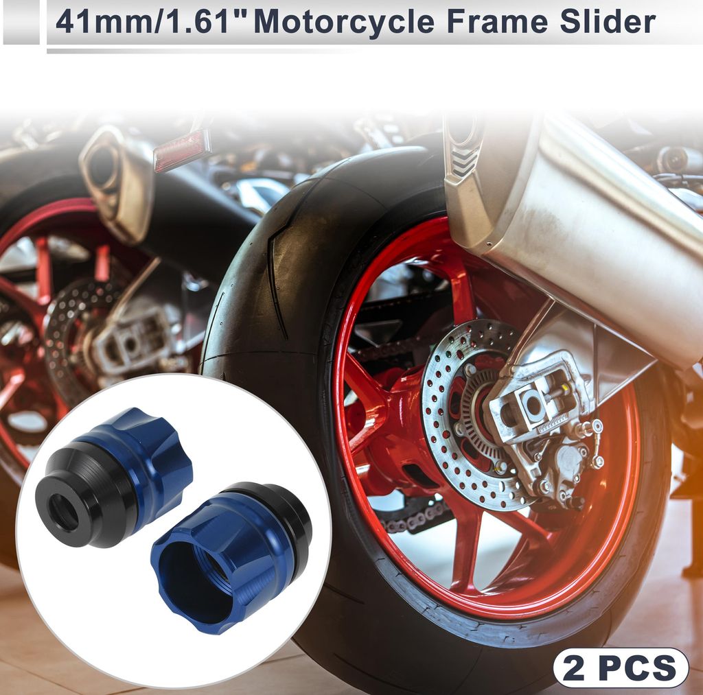 14mm M14 Motorrad Slider Rahmen Aluminiumlegierung Rad Verkleidung Schutz Crash Pad Schutzblech 41mm 47mm Blau 2 Stück