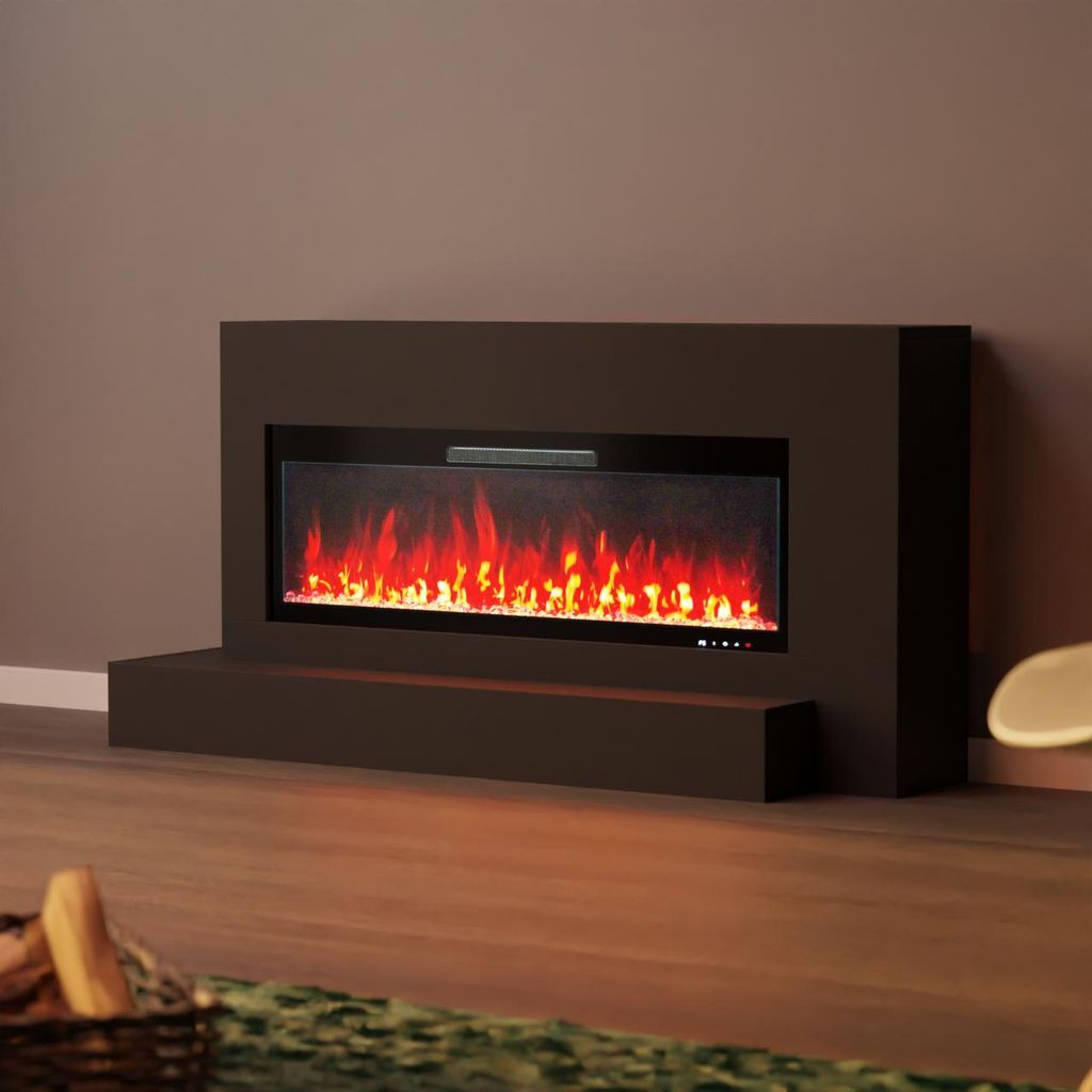 Glow Fire Elektrokamin 'Hestia 106 Links Schwarz' | LED Standkamin mit Heizung (1500 W) | HxBxT: 75x149x40 cm