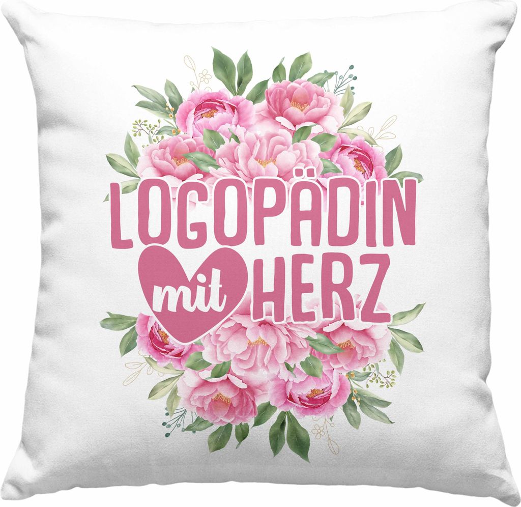 Trendation - Logopädin Mit Herz Deko-Kissen mit Füllung 40x40 Geschenk Logopädie Logopäde (Grau)