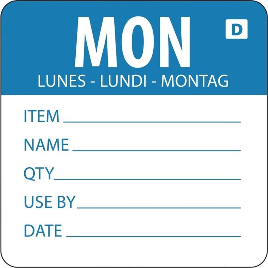 Hygiplas auflösbare Etiketten Montag - blau - 1000 Stück