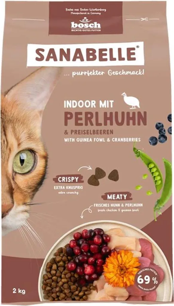 Sanabelle Indoor Faraona 2kg | Gourmet per il Benessere del Gatto di Casa