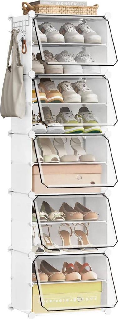EUGAD Schuhboxen, Schuhregal Kunststoff, mit Haken, Tür, Produktbild 