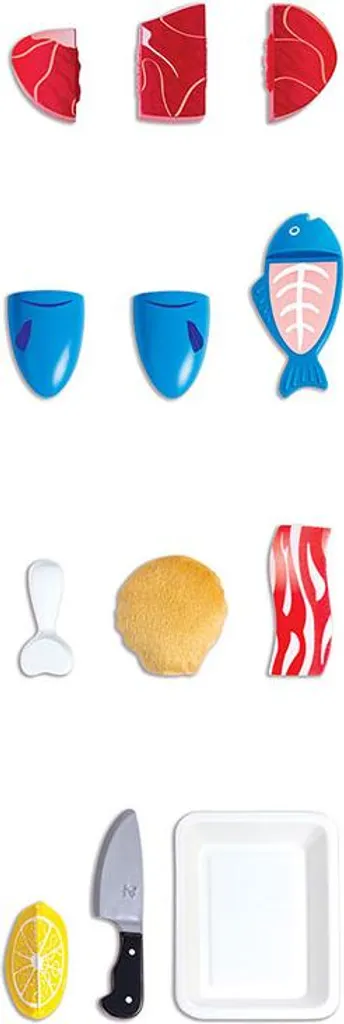 Set Poisson et Viande Hape avec Aliments à Découper Scratch en Bois - 13