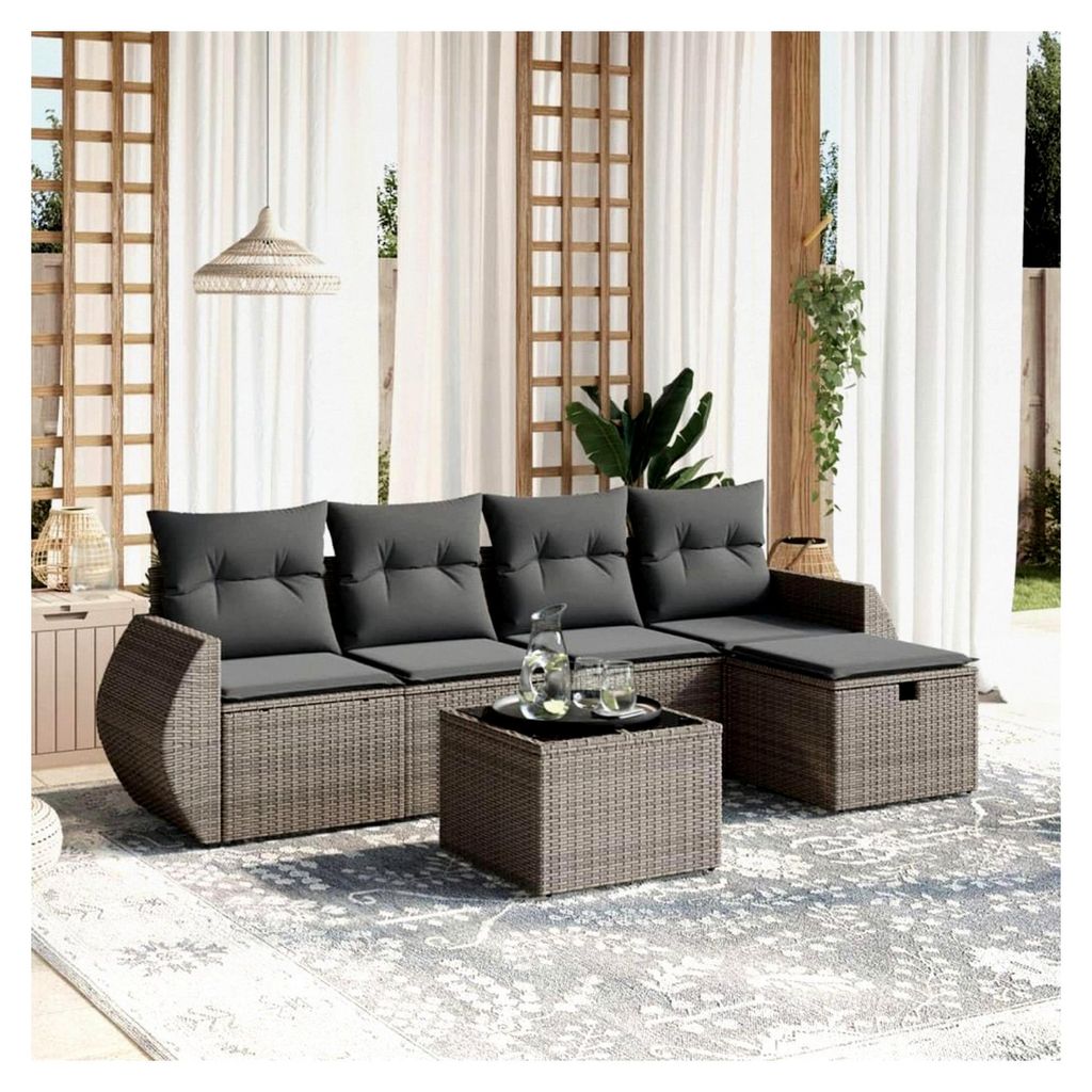 Gartenlounge für den Balkon mit Stauraum, Rattan Sofa, Outdoor Sitzecke, Balkon Couch, Loungemöbel, Ecksofa, Gartensofa, Balkonmöbel, Gartenmöbel