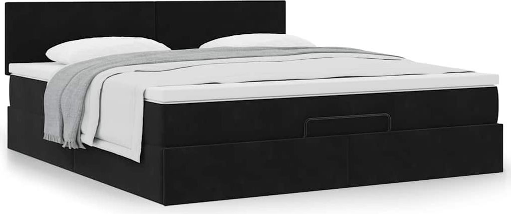 Maison Exclusive - Ottoman-Bett mit Matratze Schwarz 160x200 cm Samt