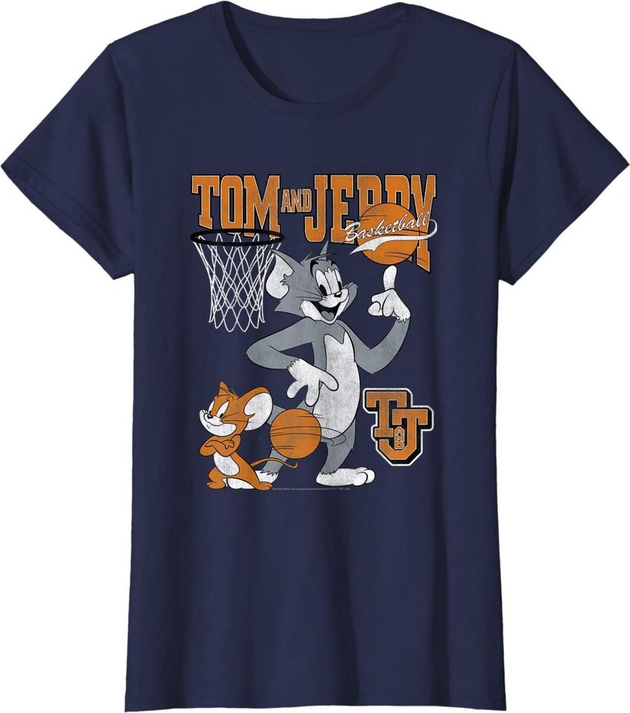 Tom and Jerry - "Spinning Basketball" T-Shirt für Damen BI778 (XXL) (Marineblau)
