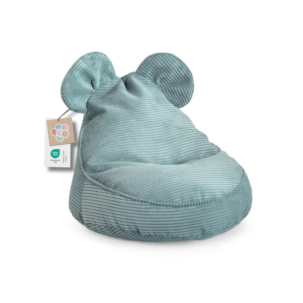 Kinder Sitzsack „SWEET“ mit Ohren - Bequem, Montessori Sitzkissen für Kinderzimmer (Türkis,68/59/55 mit Ohren)