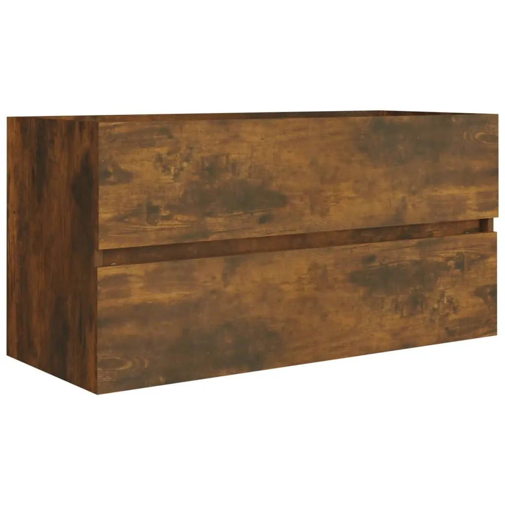 Mobile Lavabo Rovere Fumé 90cm vidaXL - Arredo Bagno Sospeso Moderno