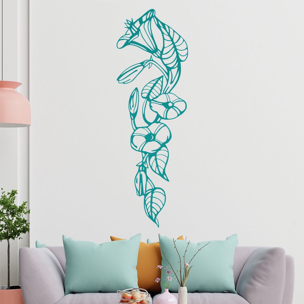 Blume - Ranken Wandtattoo in 6 Größen - Wandaufkleber Wall Sticker - Dekoration, Küche, Wohnzimmer, Schlafzimmer, Badezimmer