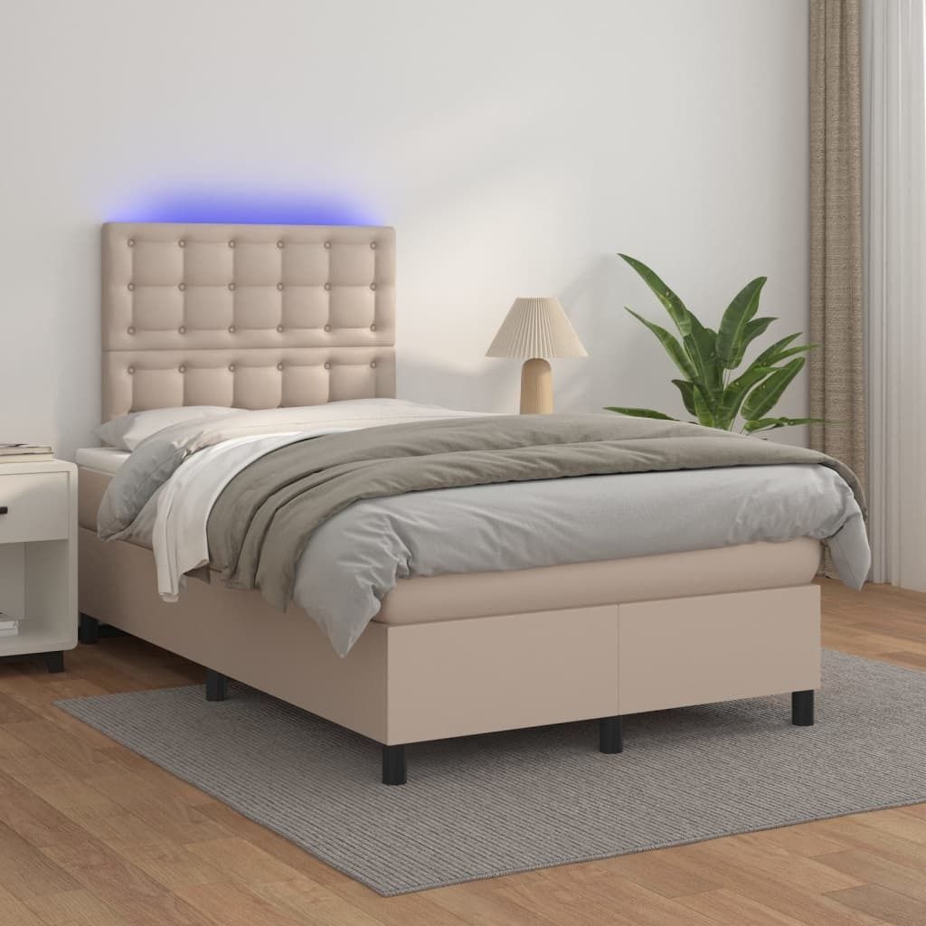 Möbel Boxspringbett mit Matratze & LED Cappuccino-Braun 120x200cm - Klassische Betten 3135938