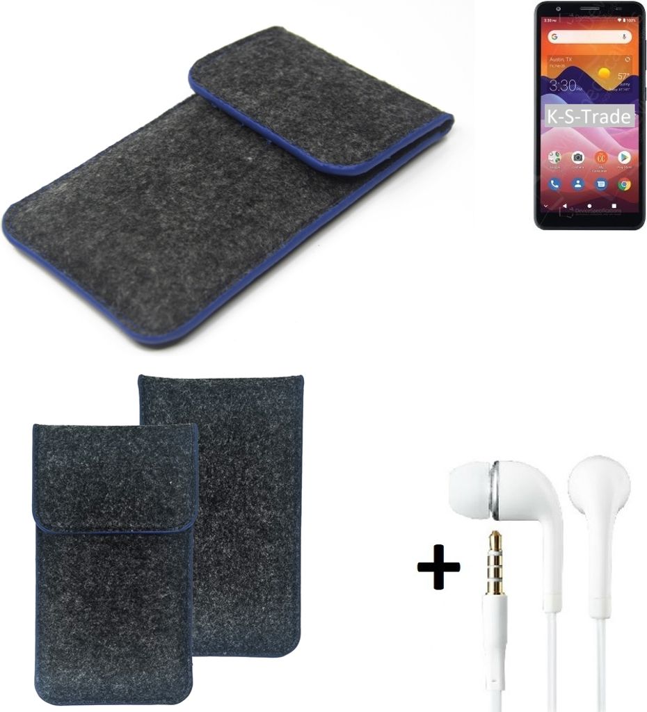 K-S-Trade Handy Schutz Hülle kompatibel mit ZTE Avid 579 Schutzhülle Handyhülle Filztasche Pouch Tasche Case Sleeve Filzhülle dunkelgrau, blauer